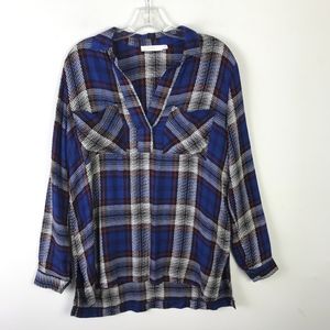 Lush Nordstrom Woven Plaid Tunic Shirt #1208